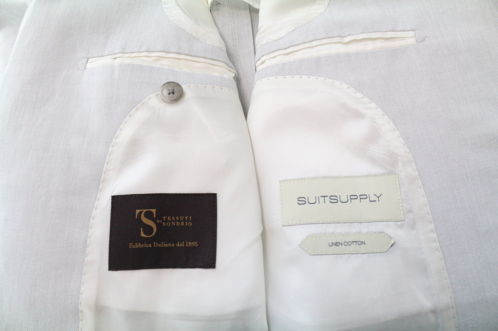 SUITSUPPLY Havana Patch Men Suit UK38R Slim 2-Piece Linen Cotton Half-Lined