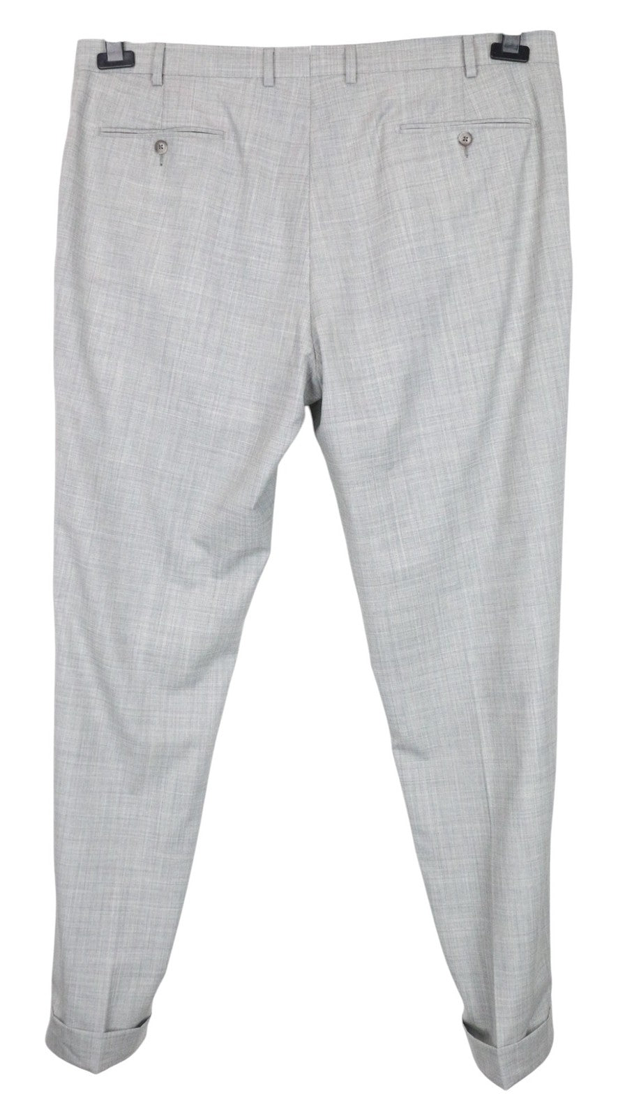 SUITSUPPLY Soho Turn Up Men Trousers UK44R Grey Melange Slim Wool Flat-Front