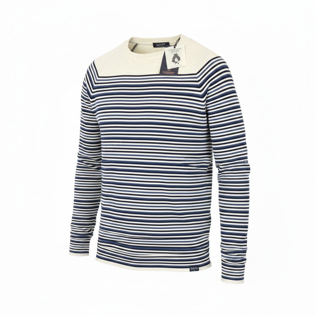 SCOTCH & SODA Men Sweatshirt M Blue Cotton Cashmere Striped Pullover