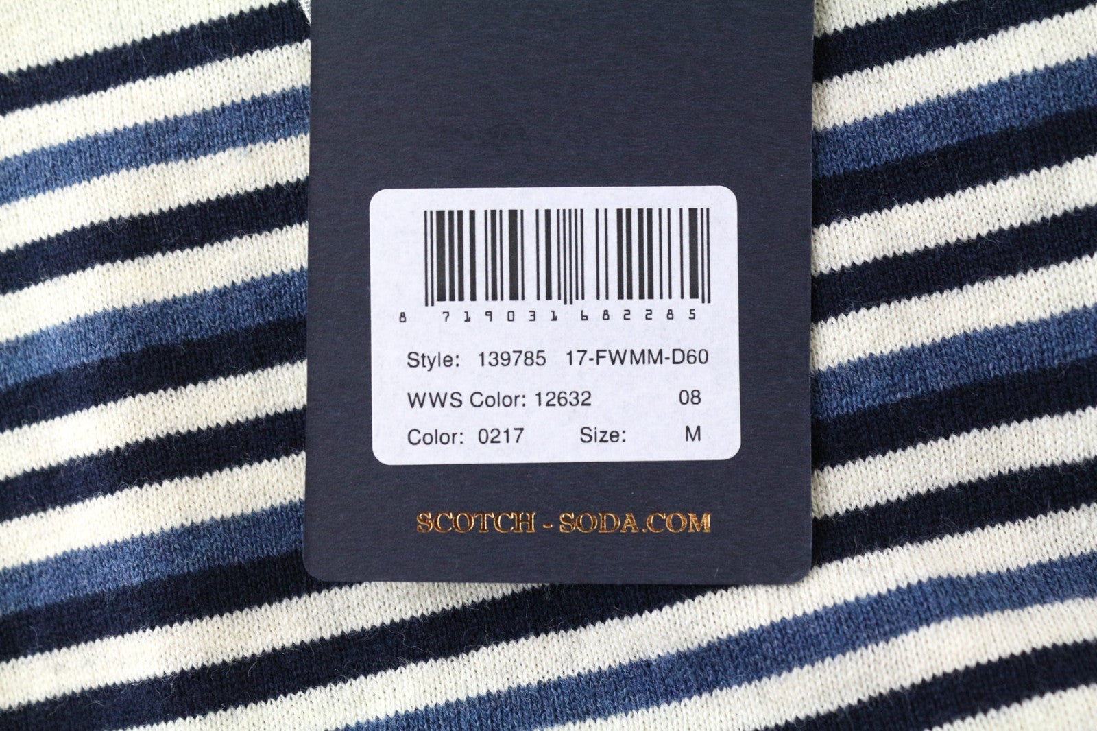 SCOTCH & SODA Men Sweatshirt M Blue Cotton Cashmere Striped Pullover