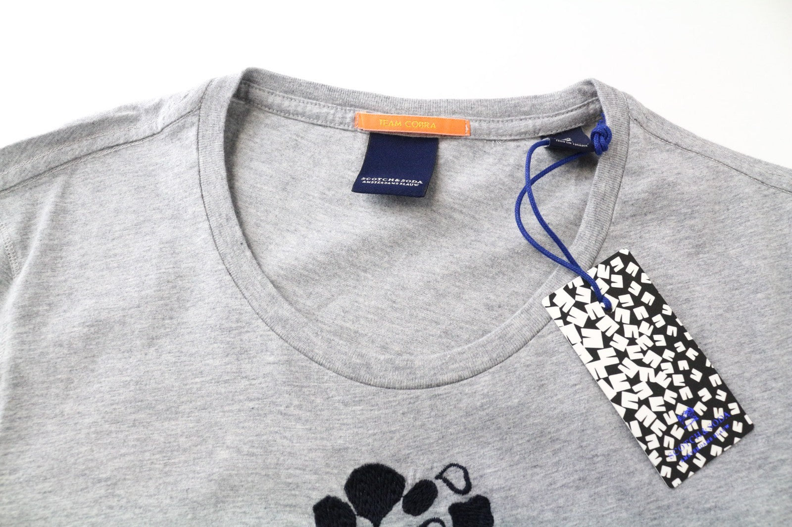 SCOTCH & SODA Ams Blauw Men T-Shirt M Grey Pure Cotton Short Sleeve Pullover