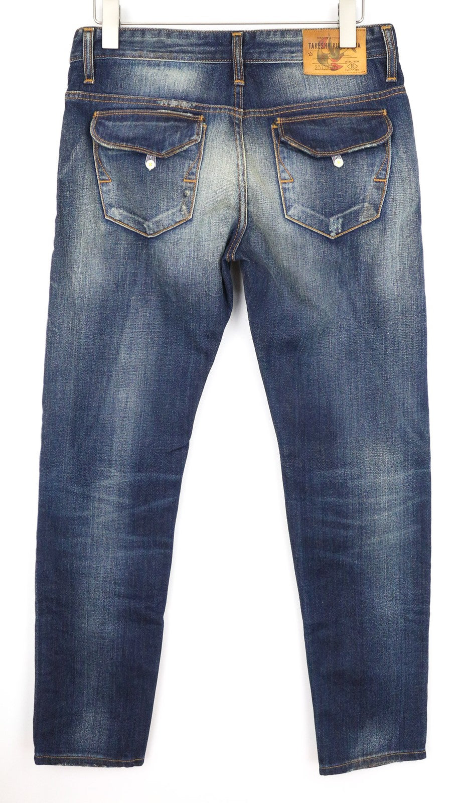 TAKESHY KUROSAWA Men Jeans W32 Slim Blue Pure Cotton Distressed Wash