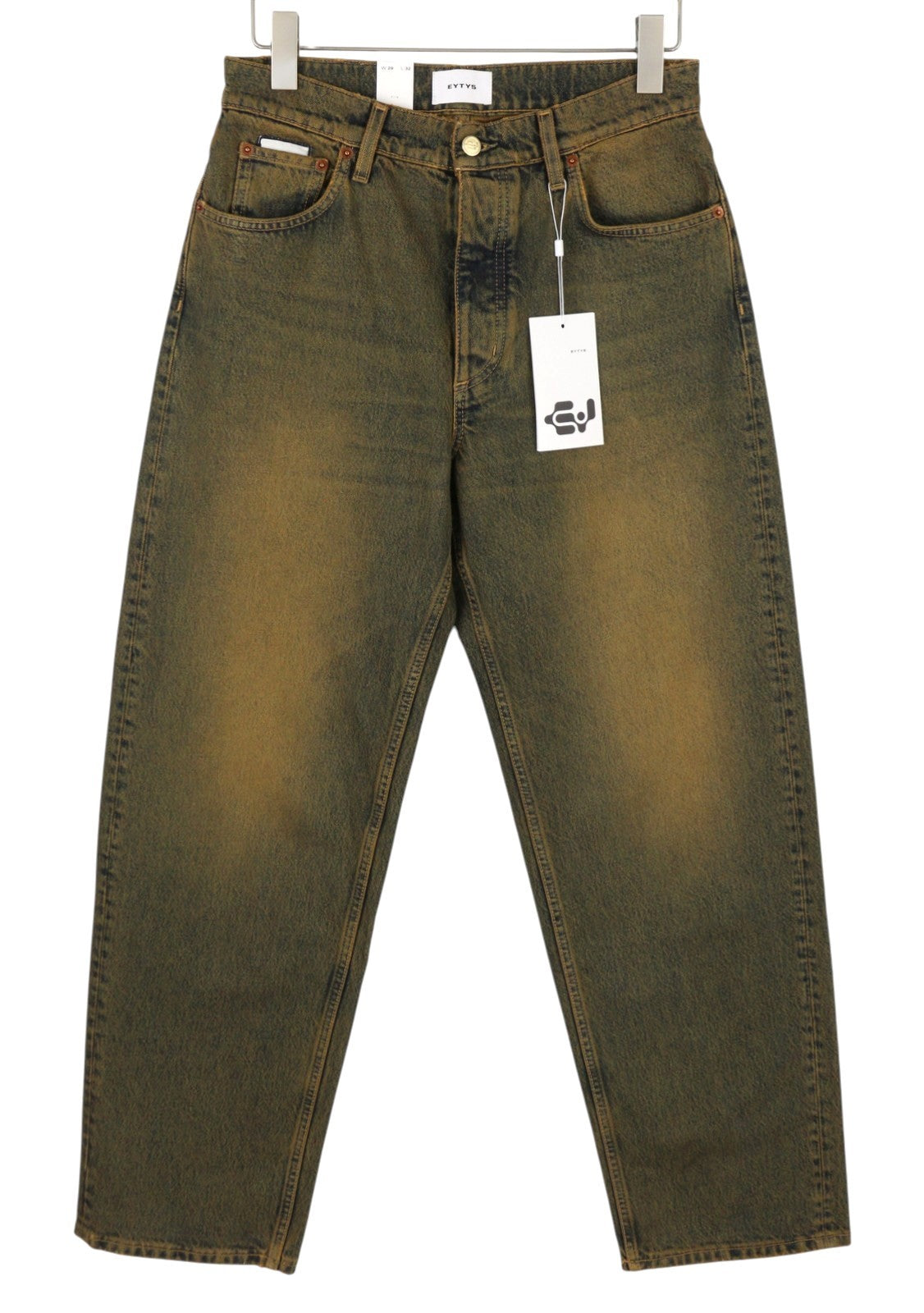EYTYS Benz Rust Baggy Fit Women's Jeans W29/L32 Orange Blue Faded Unisex RRP370