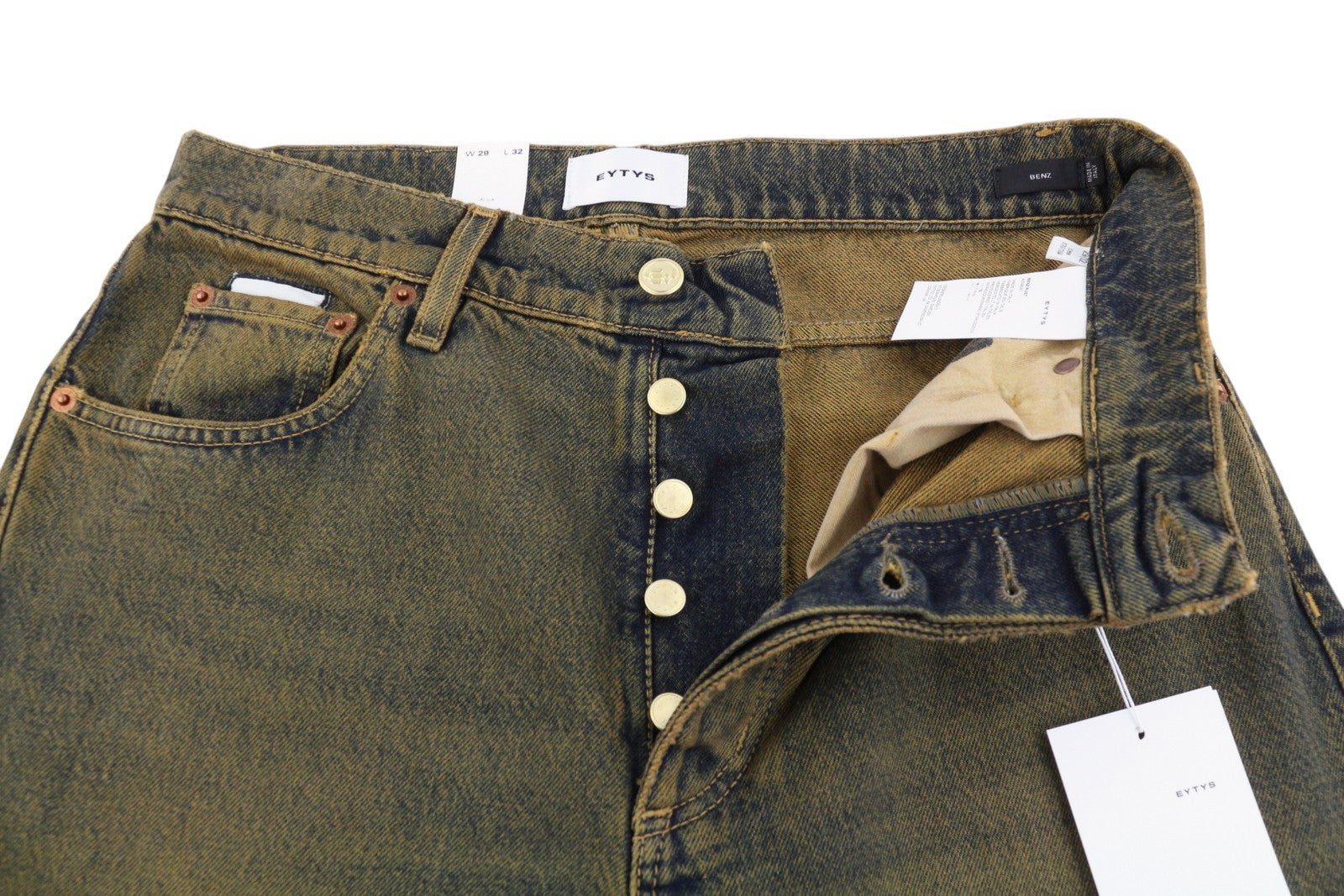 EYTYS Benz Rust Baggy Fit Women's Jeans W29/L32 Orange Blue Faded Unisex RRP370