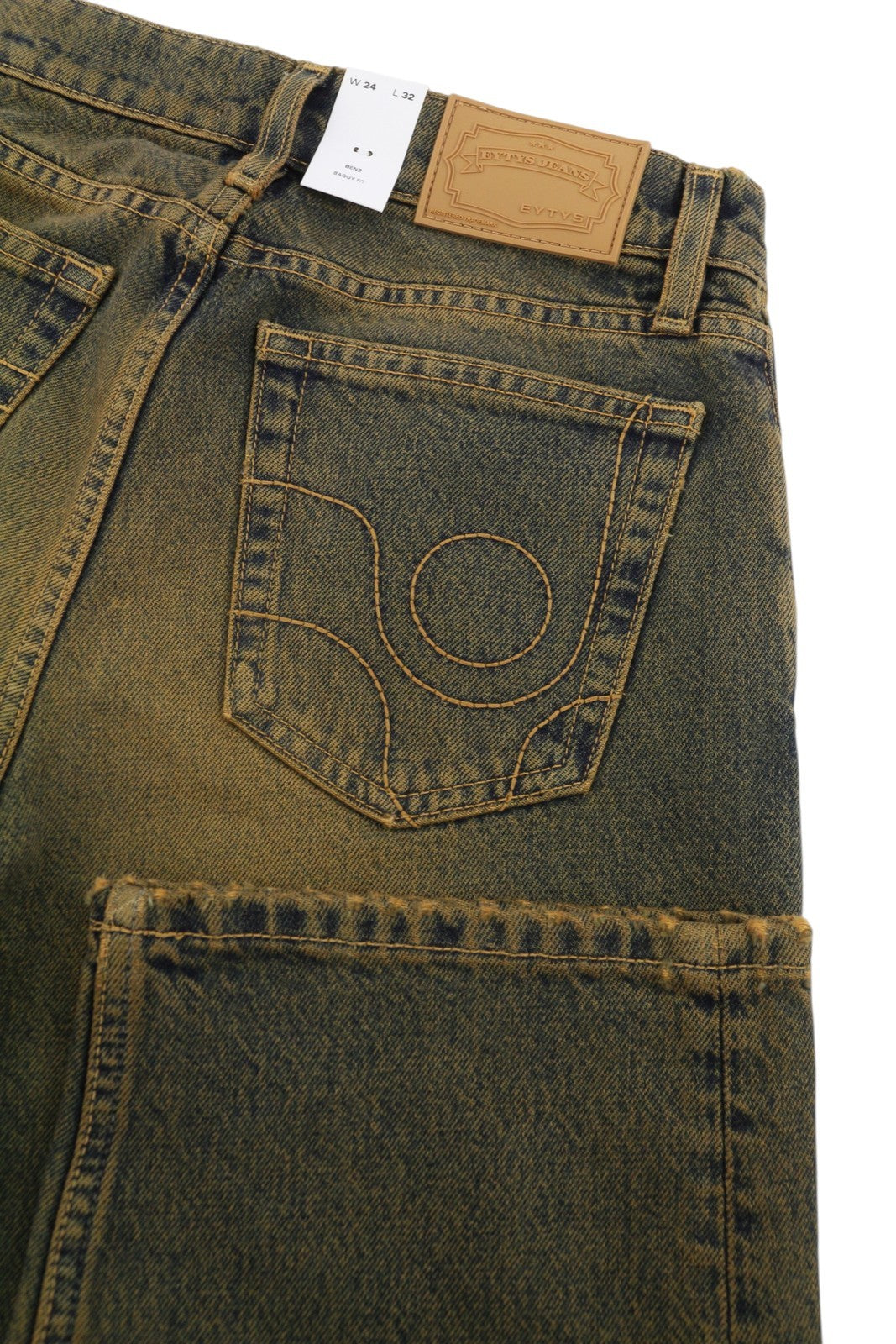 EYTYS Benz Rust Baggy Fit Women's Jeans W24/L32 Orange & Blue Faded Aged RRP370