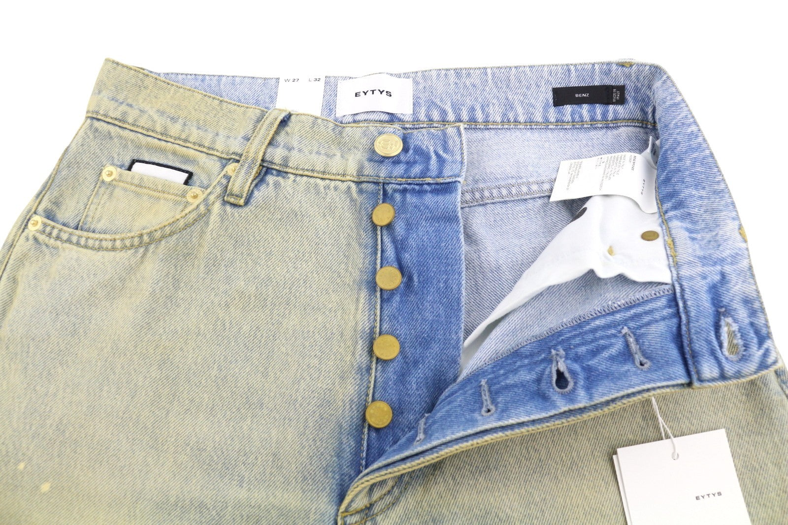 EYTYS Benz Bronze Baggy Fit Women's Jeans W27/L32 Blue Faded Aged Paint RRP370