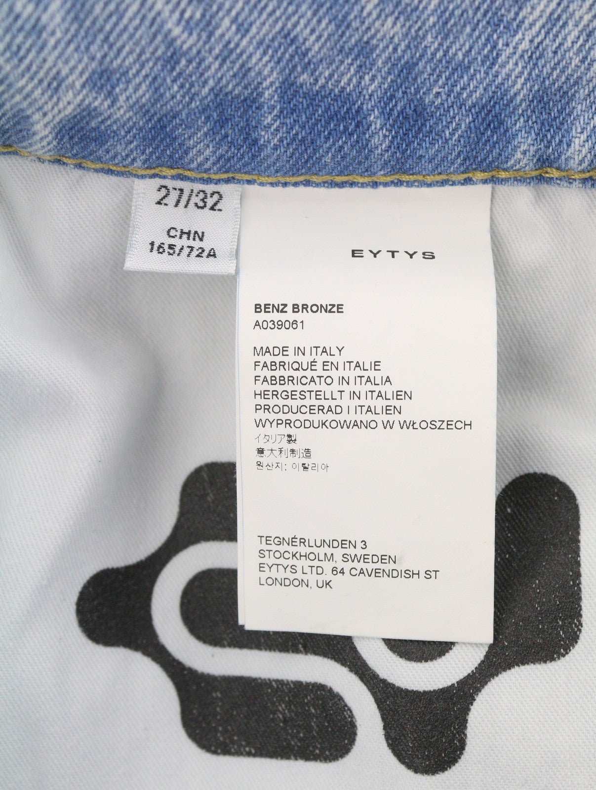 EYTYS Benz Bronze Baggy Fit Women's Jeans W27/L32 Blue Faded Aged Paint RRP370