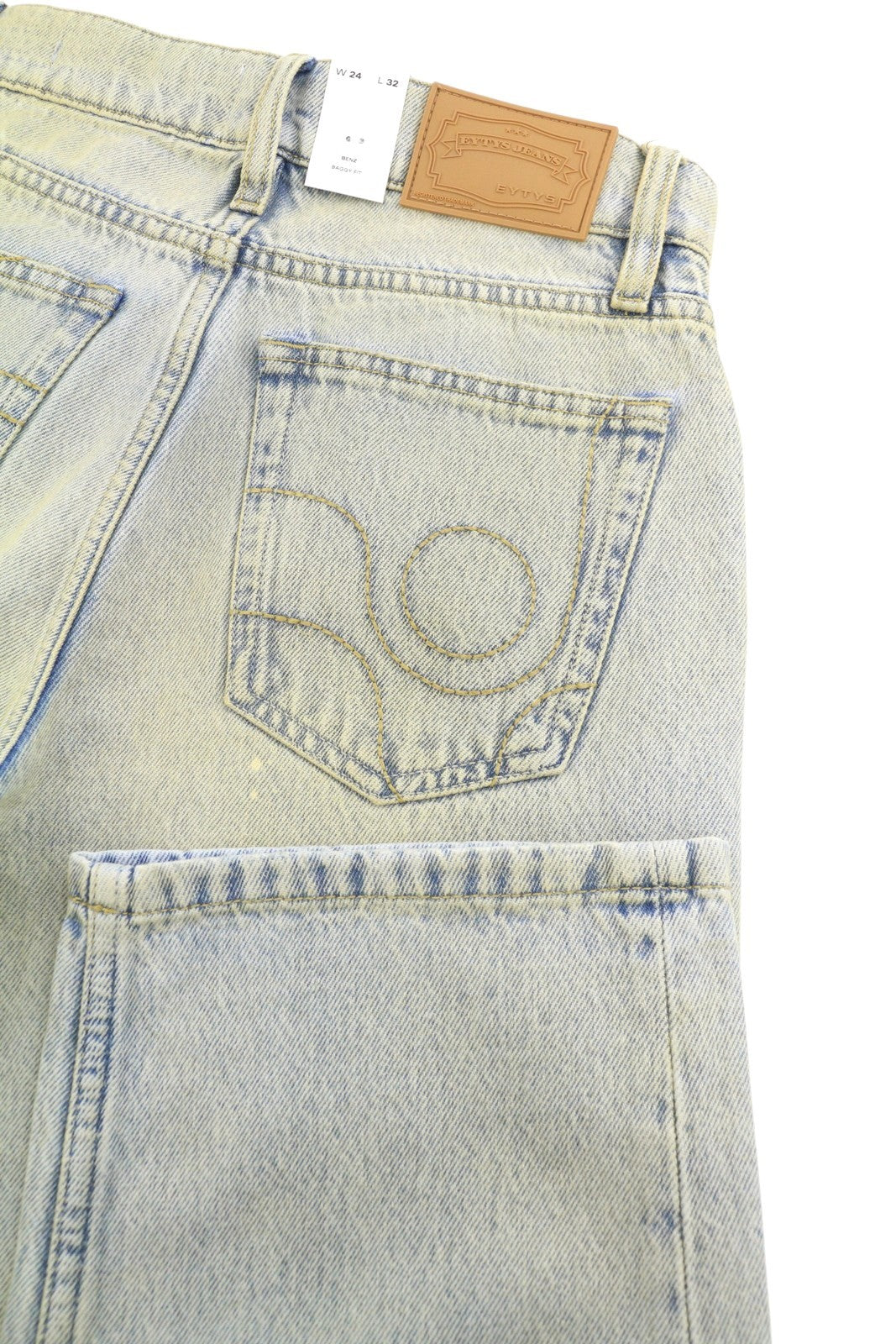EYTYS Benz Bronze Baggy Fit Women's Jeans W24/L32 Blue Faded Aged Paint RRP370