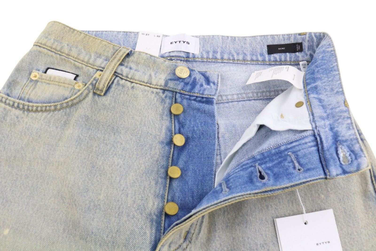 EYTYS Benz Bronze Baggy Fit Women's Jeans W27/L32 Blue Faded Aged Paint RRP370
