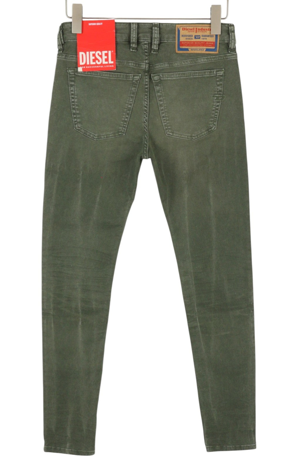 DIESEL 1979 Sleenker 0ENAK Men's Jeans W28/L32 Green Whiskers Low Waist Skinny