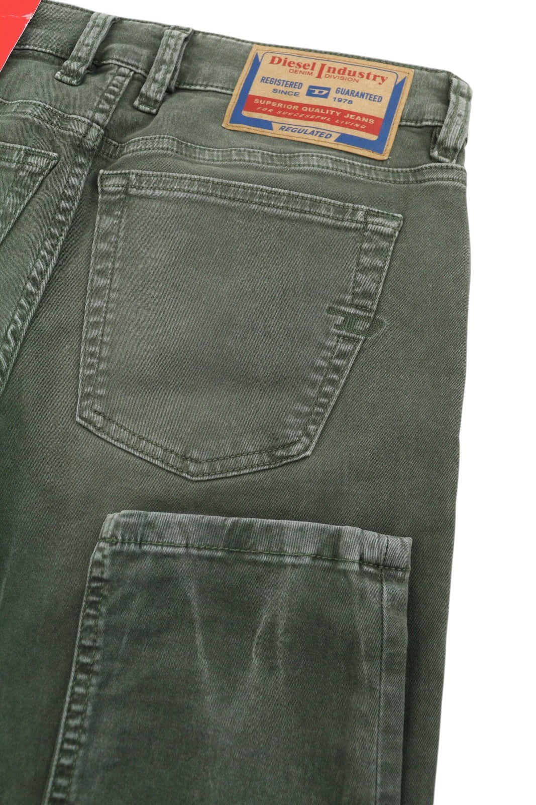 DIESEL 1979 Sleenker 0ENAK Men's Jeans W28/L32 Green Whiskers Low Waist Skinny
