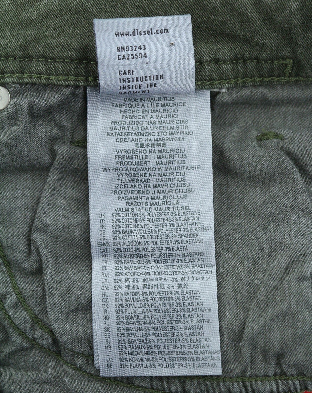 DIESEL 1979 Sleenker 0ENAK Men's Jeans W28/L32 Green Whiskers Low Waist Skinny