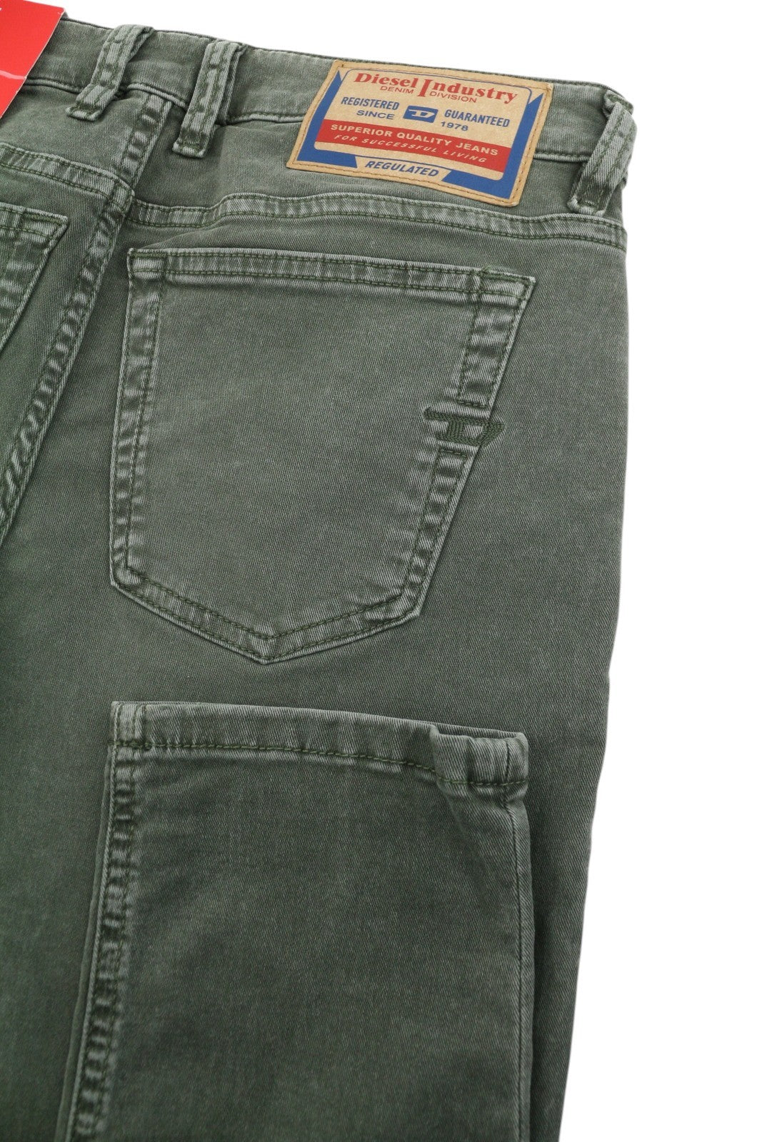 DIESEL 1979 Sleenker 0ENAK Men's Jeans W29/L32 Green Whiskers Low Waist Skinny