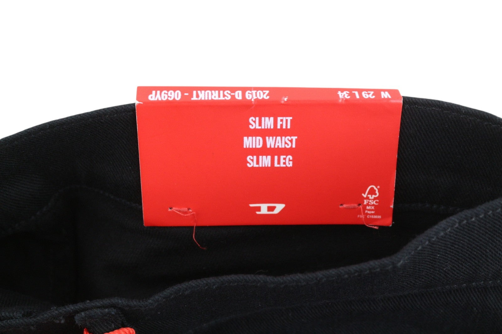 DIESEL 2019 D-Strukt 069YP Men's Jeans W29/L34 Black Mid Waist Slim Fit Zip Fly