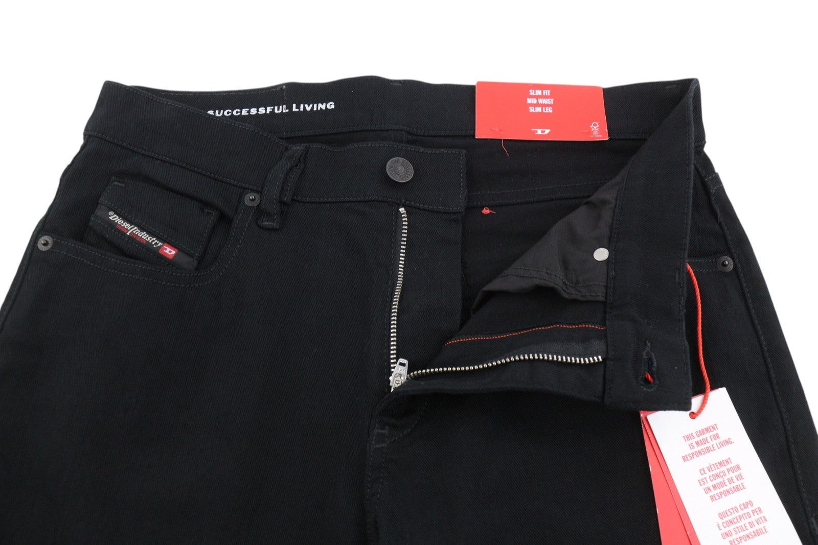 DIESEL 2019 D-Strukt 069YP Men's Jeans W29/L34 Black Mid Waist Slim Fit Zip Fly