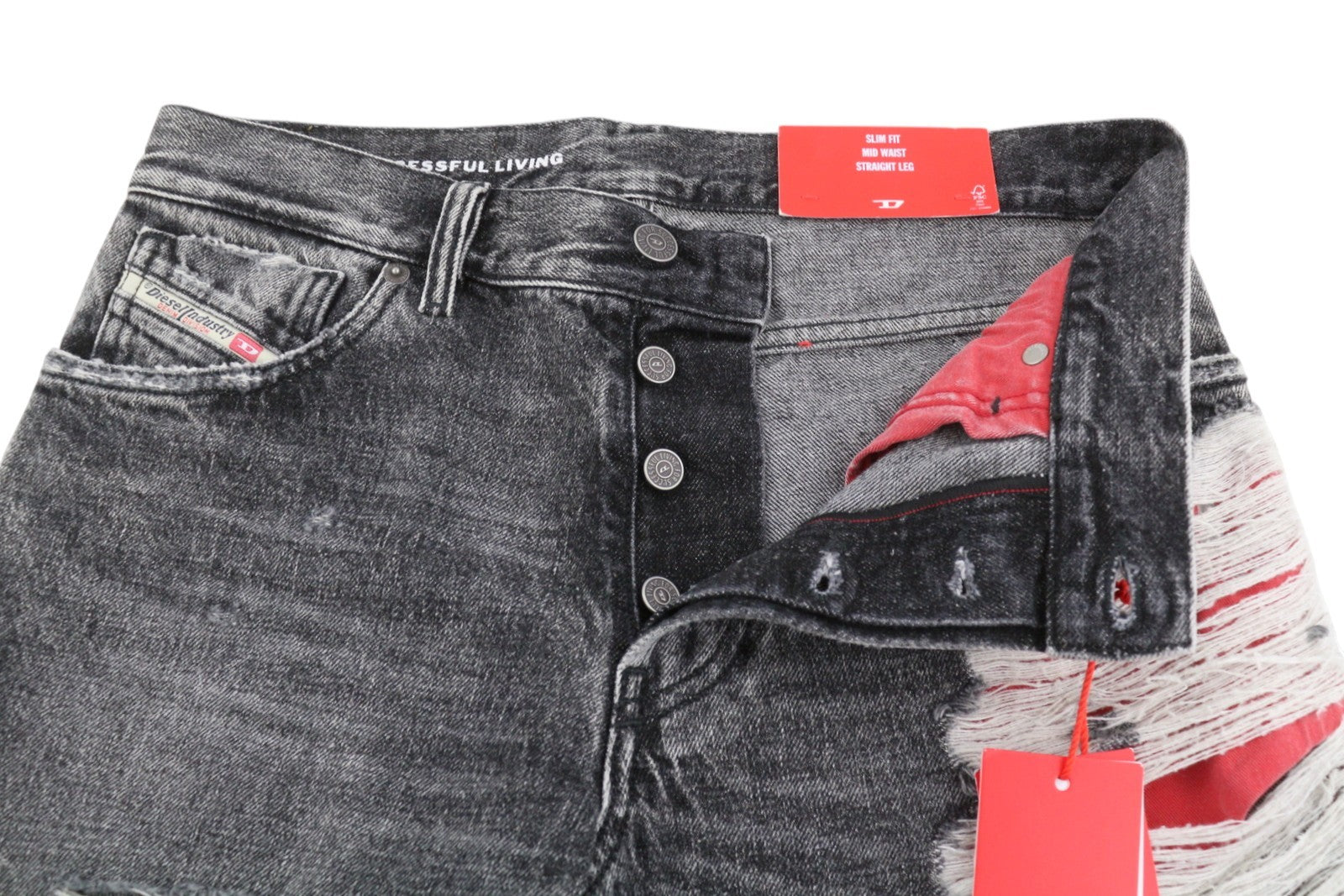 DIESEL 1995 D-Sark 007S1 Men's Jeans W30 Grey Faded Distress Slim Fit Straight