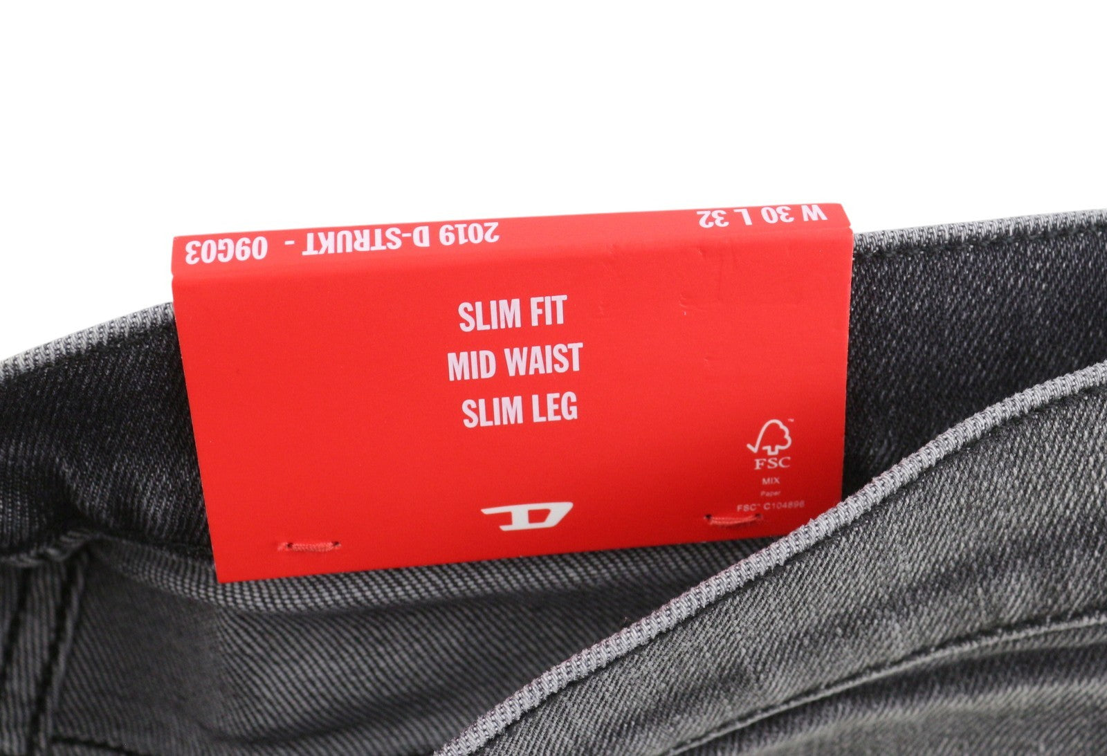 DIESEL 2019 D-Strukt 09G03 Men's Jeans W30/L32 Grey Faded Distress Slim