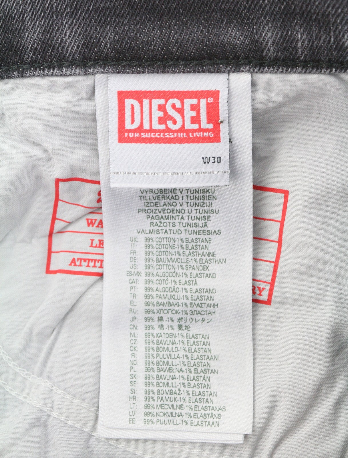 DIESEL 2019 D-Strukt 09G03 Men's Jeans W30/L32 Grey Faded Distress Slim