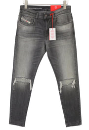 DIESEL 2019 D-Strukt 09G03 Men's Jeans W29/L32 Grey Faded Whiskers Distress