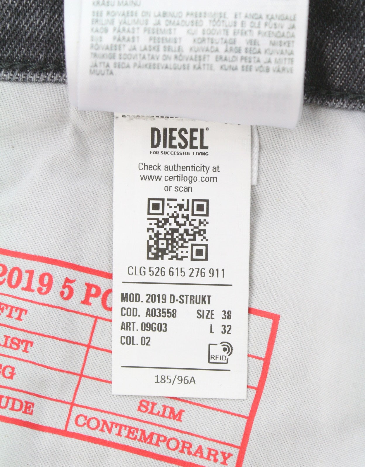 DIESEL 2019 D-Strukt 09G03 Men's Jeans W38/L32 Grey Faded Whiskers Distress