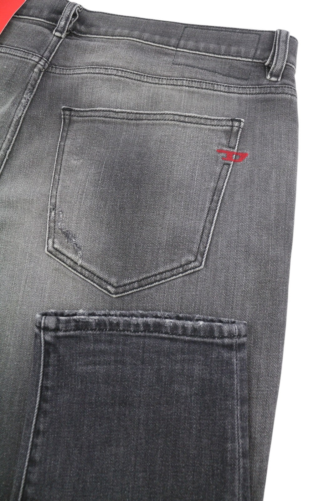DIESEL 2019 D-Strukt 09G03 Men's Jeans W38/L32 Grey Faded Whiskers Distress