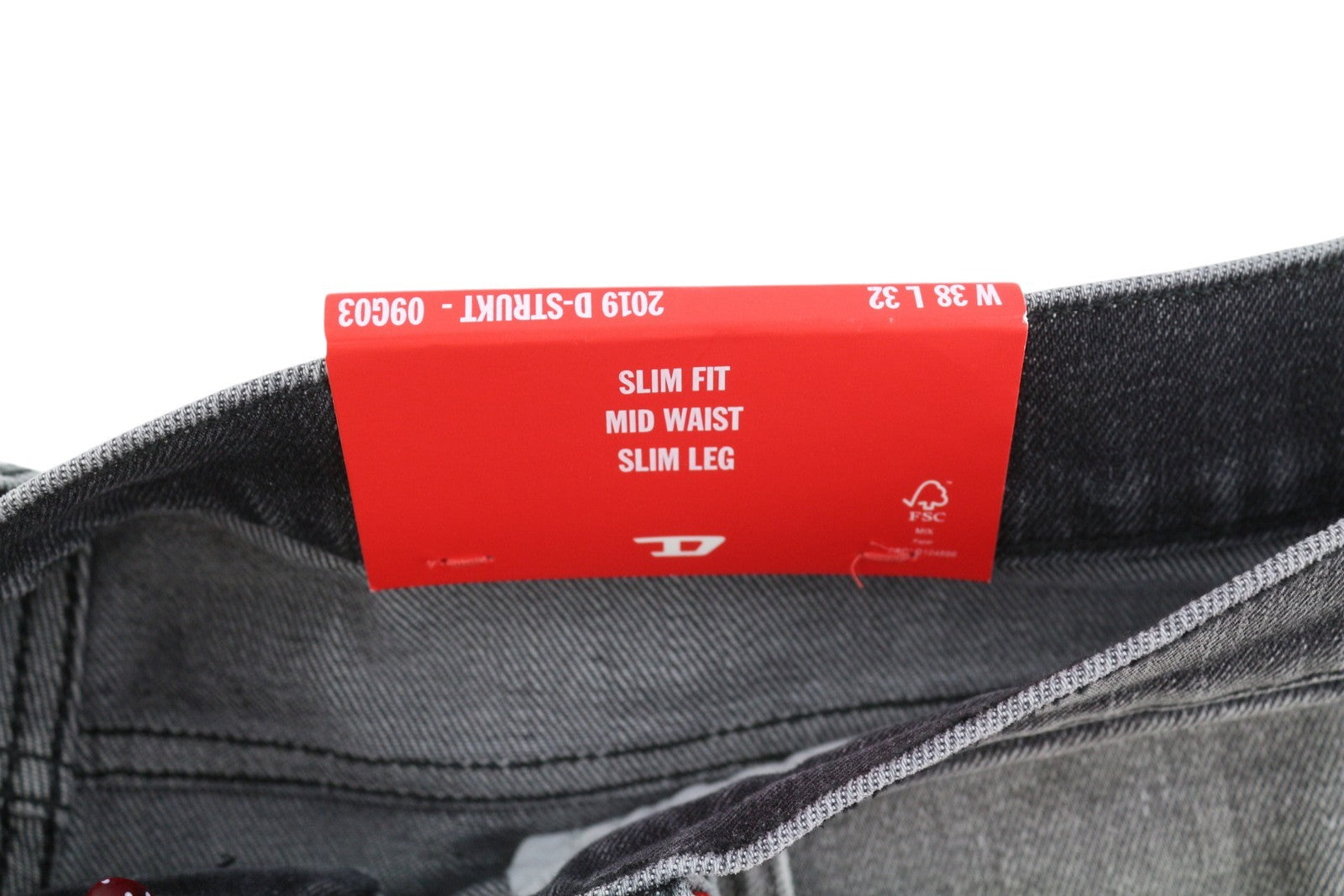 DIESEL 2019 D-Strukt 09G03 Men's Jeans W38/L32 Grey Faded Whiskers Distress