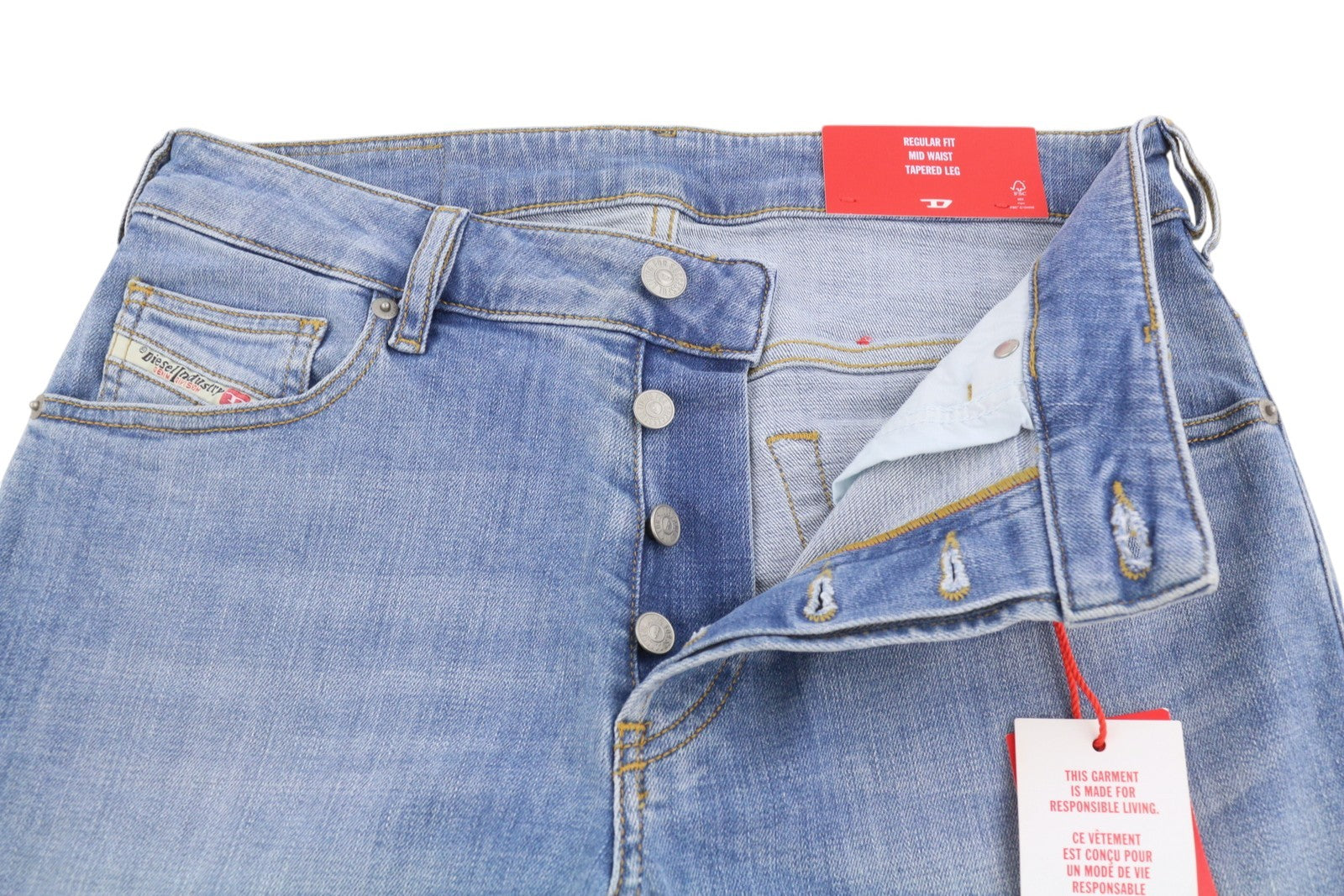 DIESEL D-Yennox 09F77 Men's Jeans W29/L32 Blue Faded Regular Fit Tapered Leg