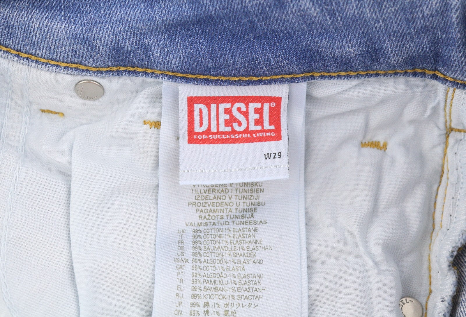 DIESEL D-Yennox 09F77 Men's Jeans W29/L32 Blue Faded Regular Fit Tapered Leg