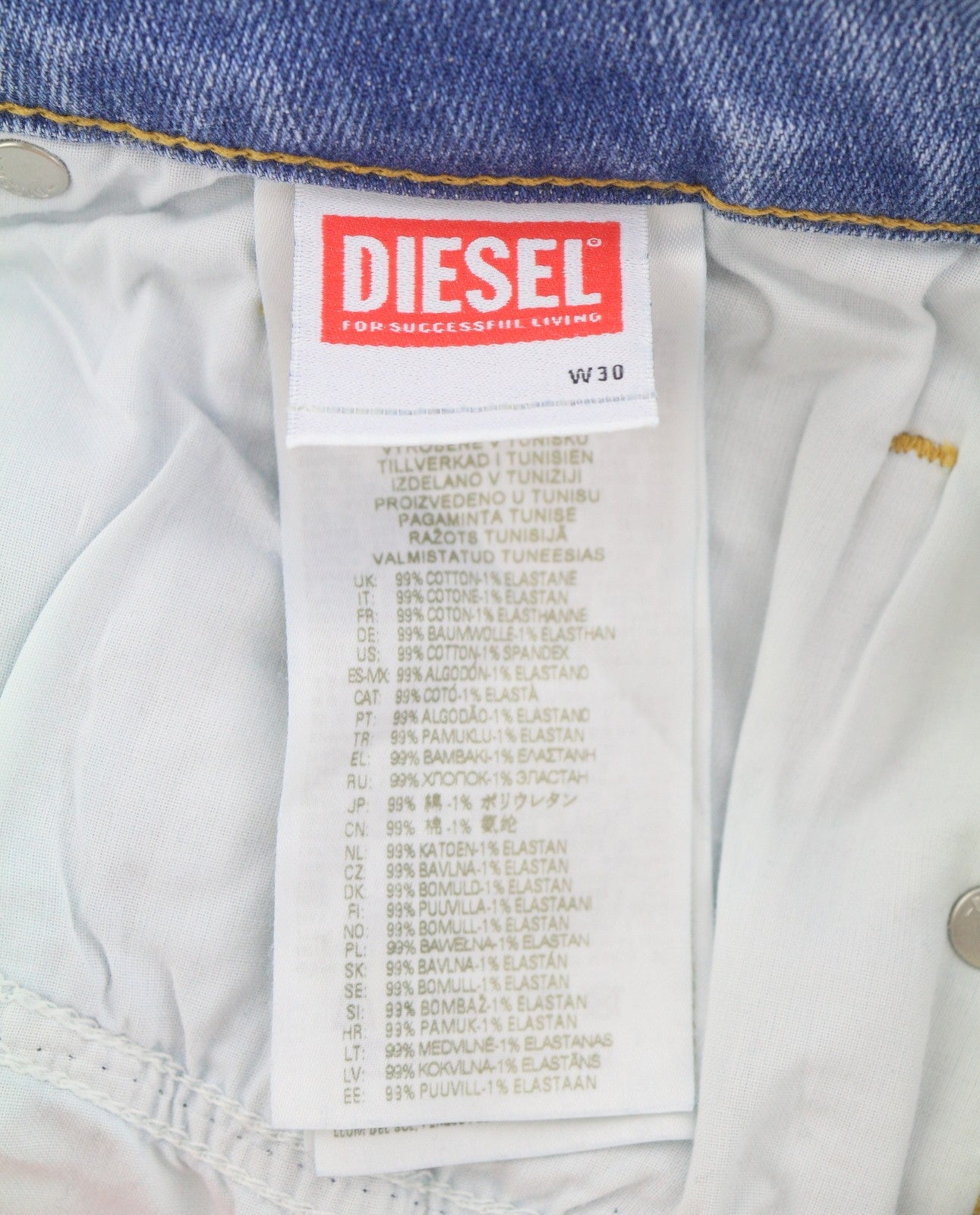 DIESEL D-Yennox 09F77 Men's Jeans W30/L32 Blue Faded Regular Fit Tapered Leg
