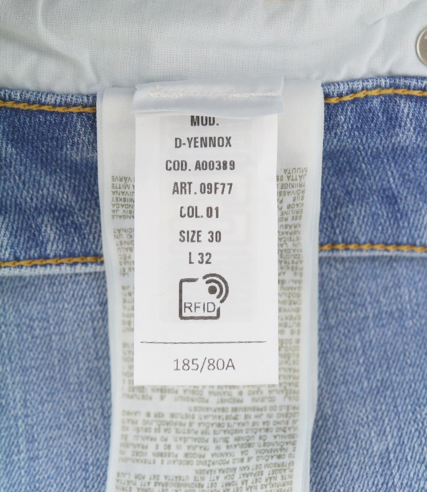 DIESEL D-Yennox 09F77 Men's Jeans W30/L32 Blue Faded Regular Fit Tapered Leg