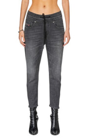 DIESEL D-Fayza Jogg 068FS Women's Jeans W24 Grey Whiskers Faded Cropped