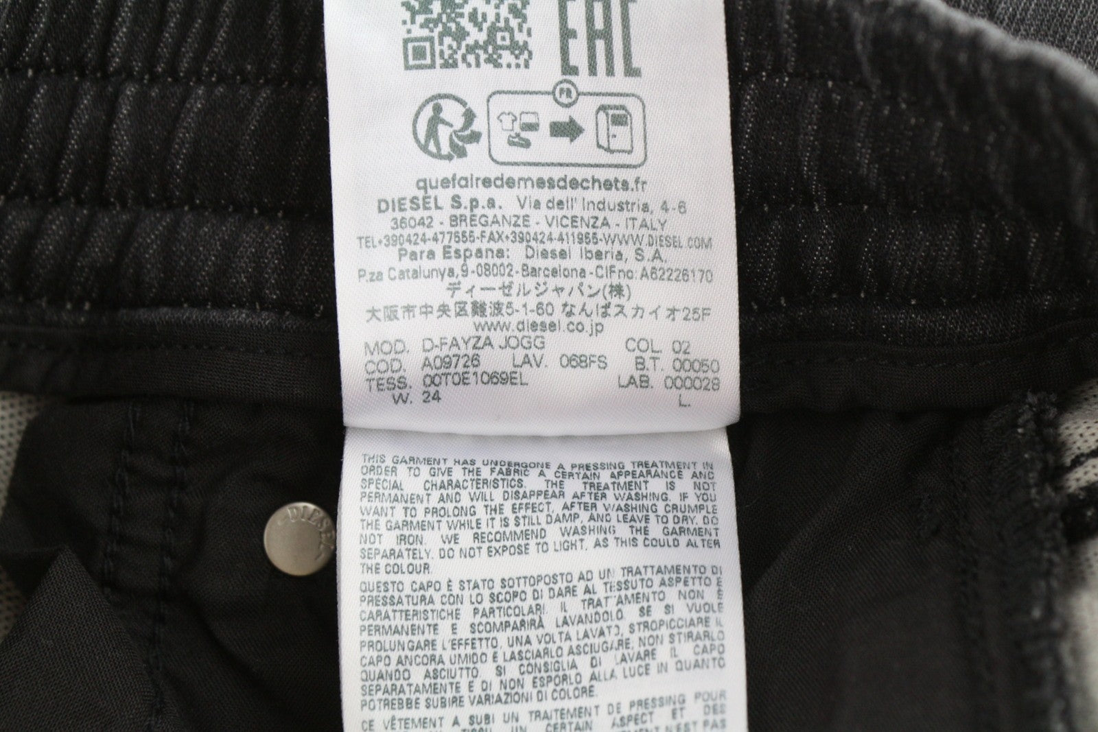 DIESEL D-Fayza Jogg 068FS Women's Jeans W24 Grey Whiskers Faded Cropped