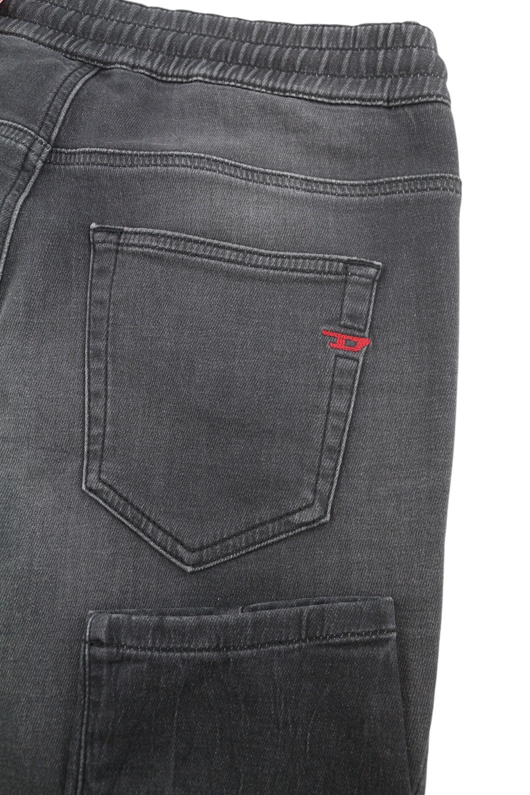 DIESEL D-Fayza Jogg 068FS Women's Jeans W24 Grey Whiskers Faded Cropped