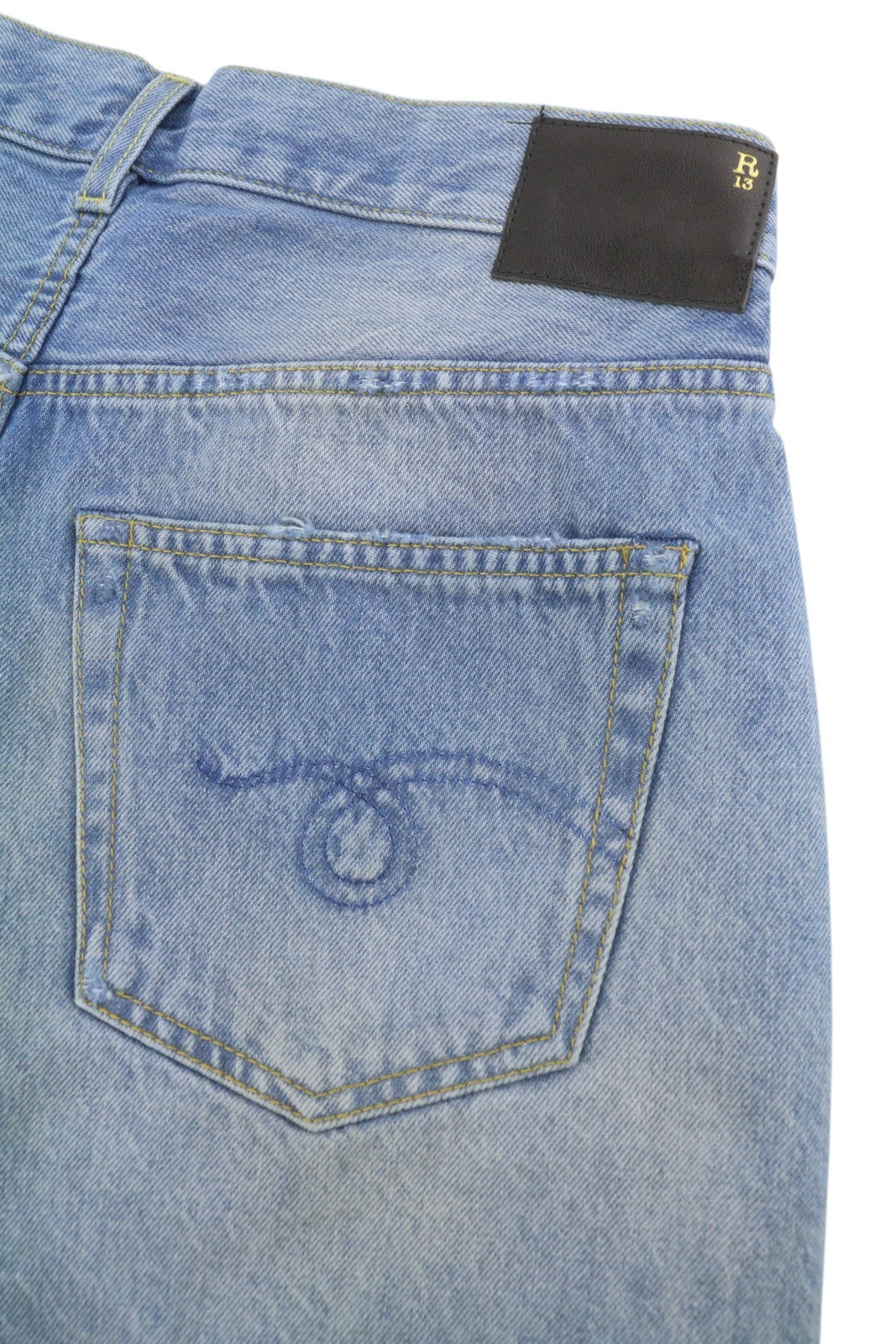 R13 Cross Over Women's Shorts 25 Bain Blue Asymmetric Button Fastening Denim