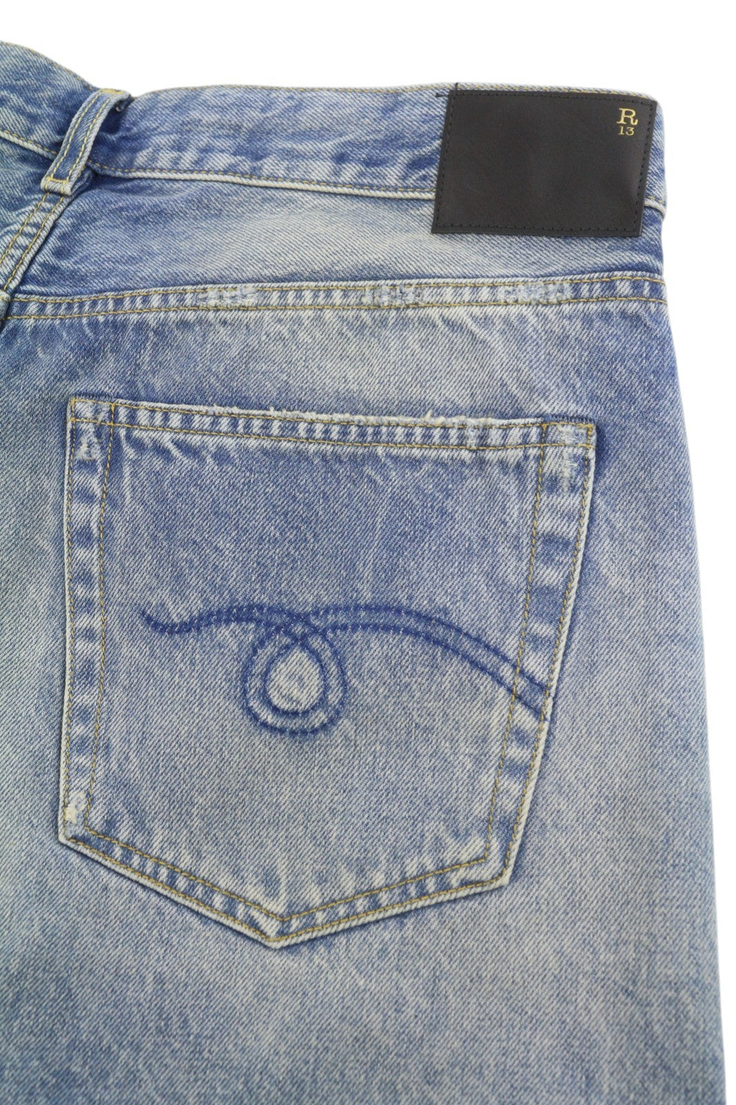 R13 Cross Over Women's Shorts 28 Bain Blue Asymmetric Button Fastening PS26