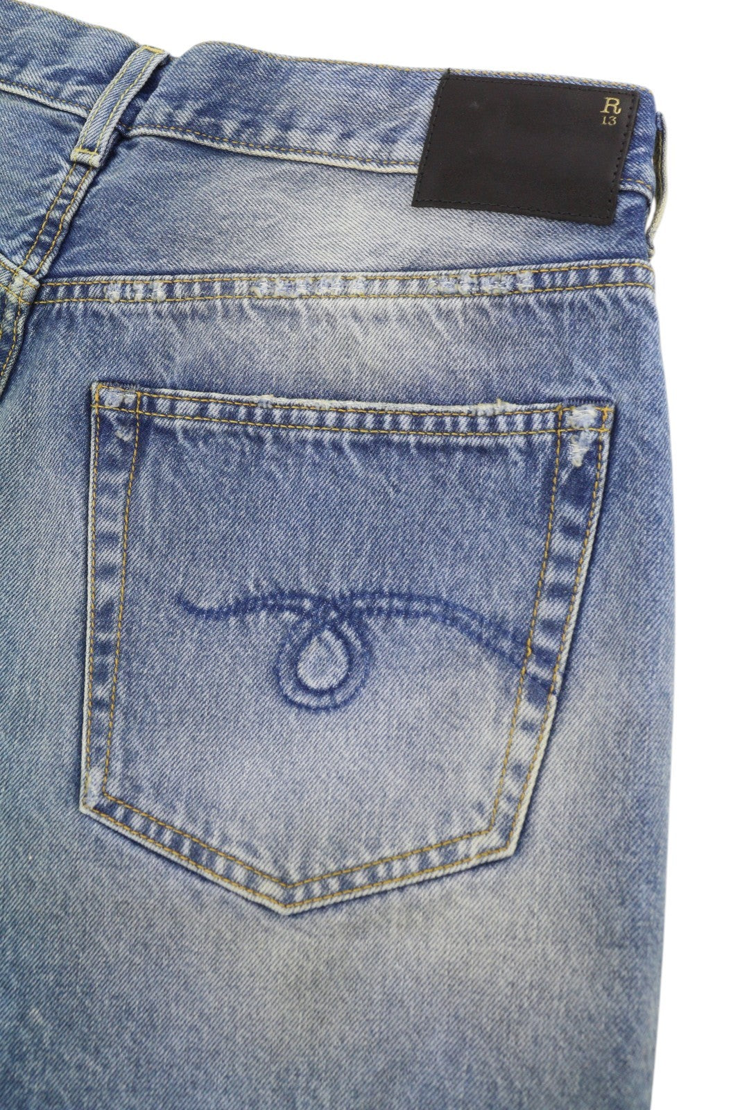 R13 Cross Over Women's Shorts 27 Bain Blue Asymmetric Button Fastening Denim