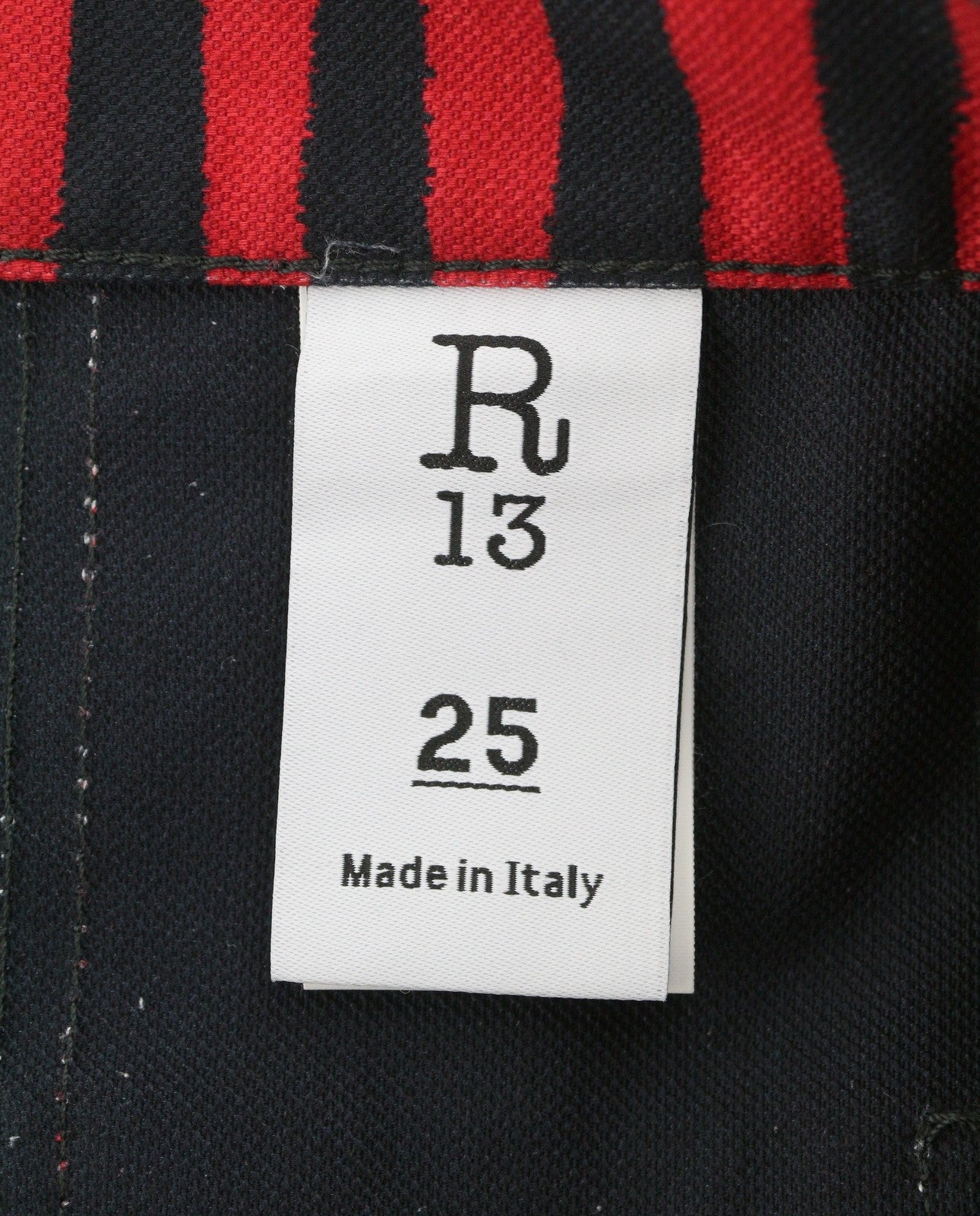 R13 Pouch Pocket Women's Shorts 25 Red Stripe Turn-Up Button Fly Denim PS26