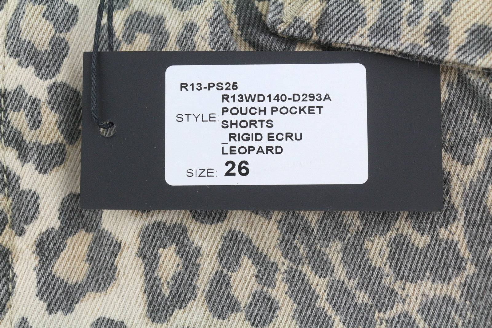 R13 Pouch Pocket Women's Shorts 26 Rigid Ecru Leopard Button Turn-Up RRP795