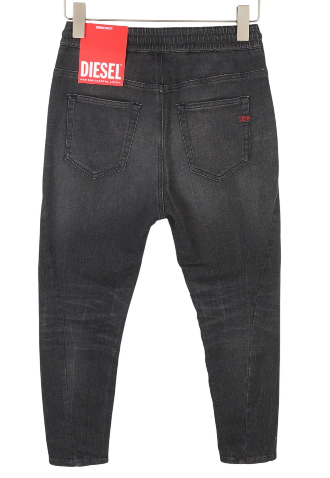 DIESEL D-Fayza Jogg 068FS Women's Jeans W24 Dark Grey Whiskers Faded Cropped