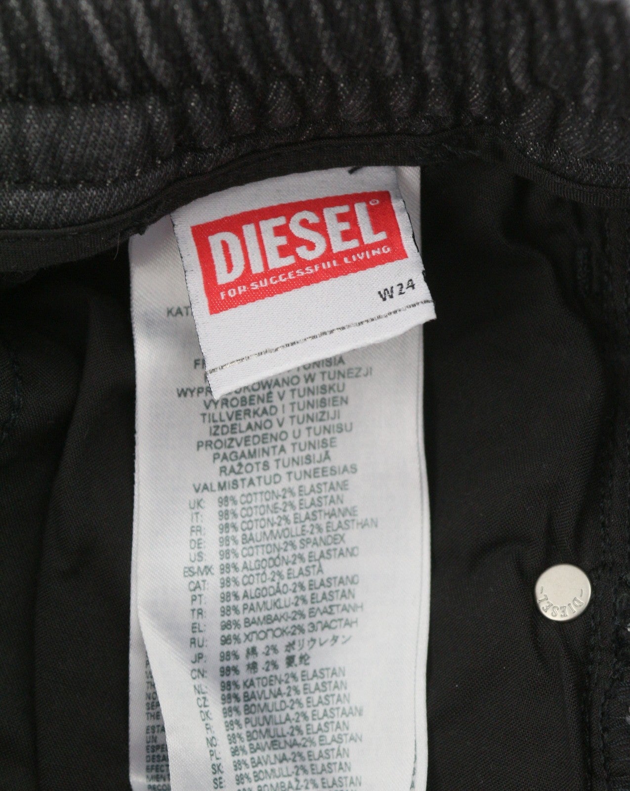 DIESEL D-Fayza Jogg 068FS Women's Jeans W24 Dark Grey Whiskers Faded Cropped