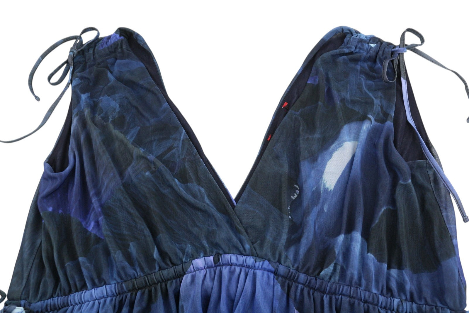 MAX&CO. Women's Blouse S Dark Blue Floral Print Depp V-Neck Sleeveless