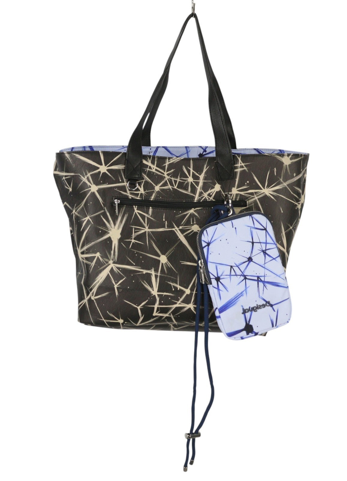 DESIGUAL Asterix Namibia Women's Bag OS Blue Black Pattern Reversible Tote