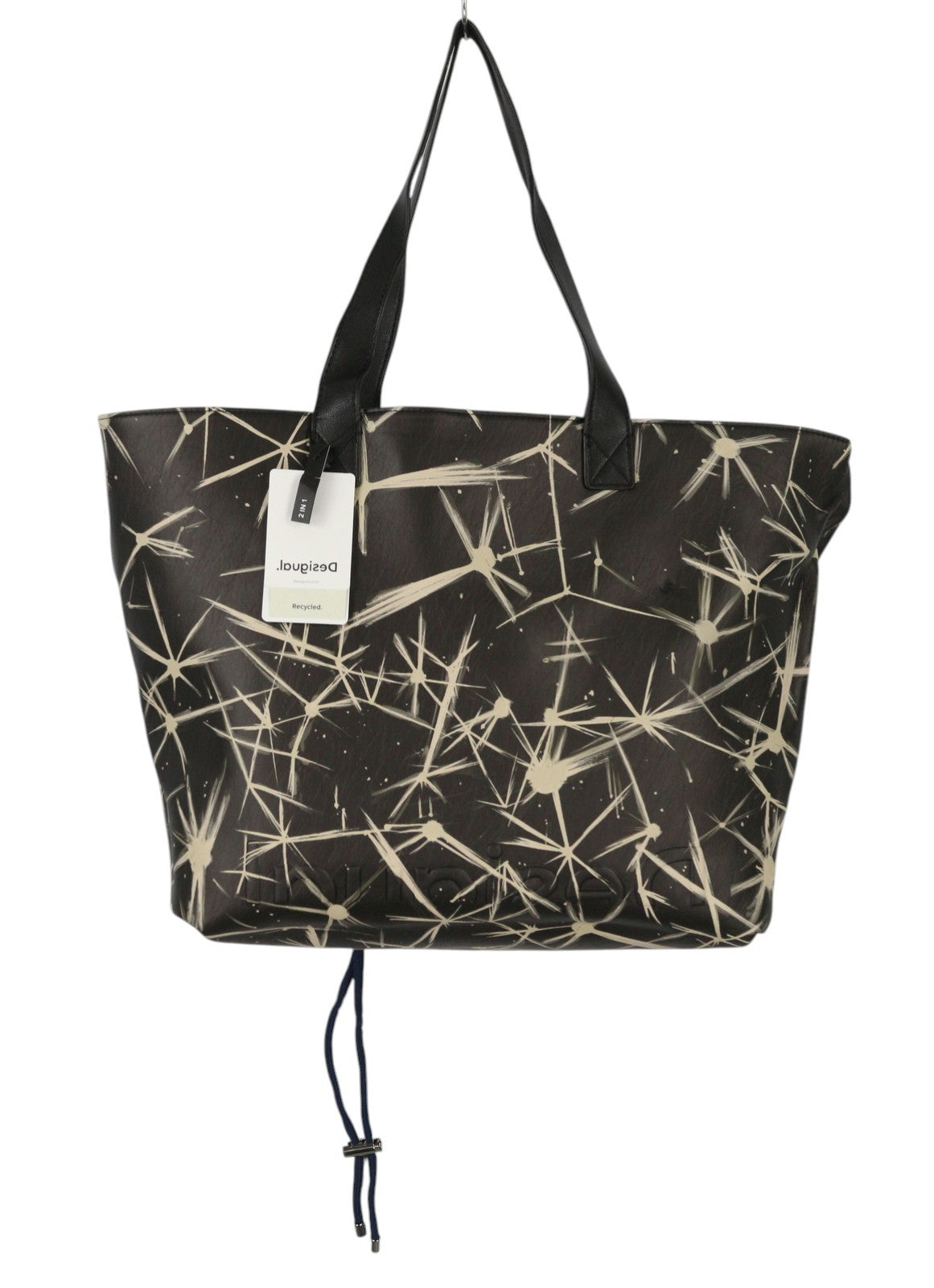 DESIGUAL Asterix Namibia Women's Bag OS Blue Black Pattern Reversible Tote
