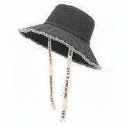 DESIGUAL Denim Women's Hat OS Black Fade Effect Fringe Details
