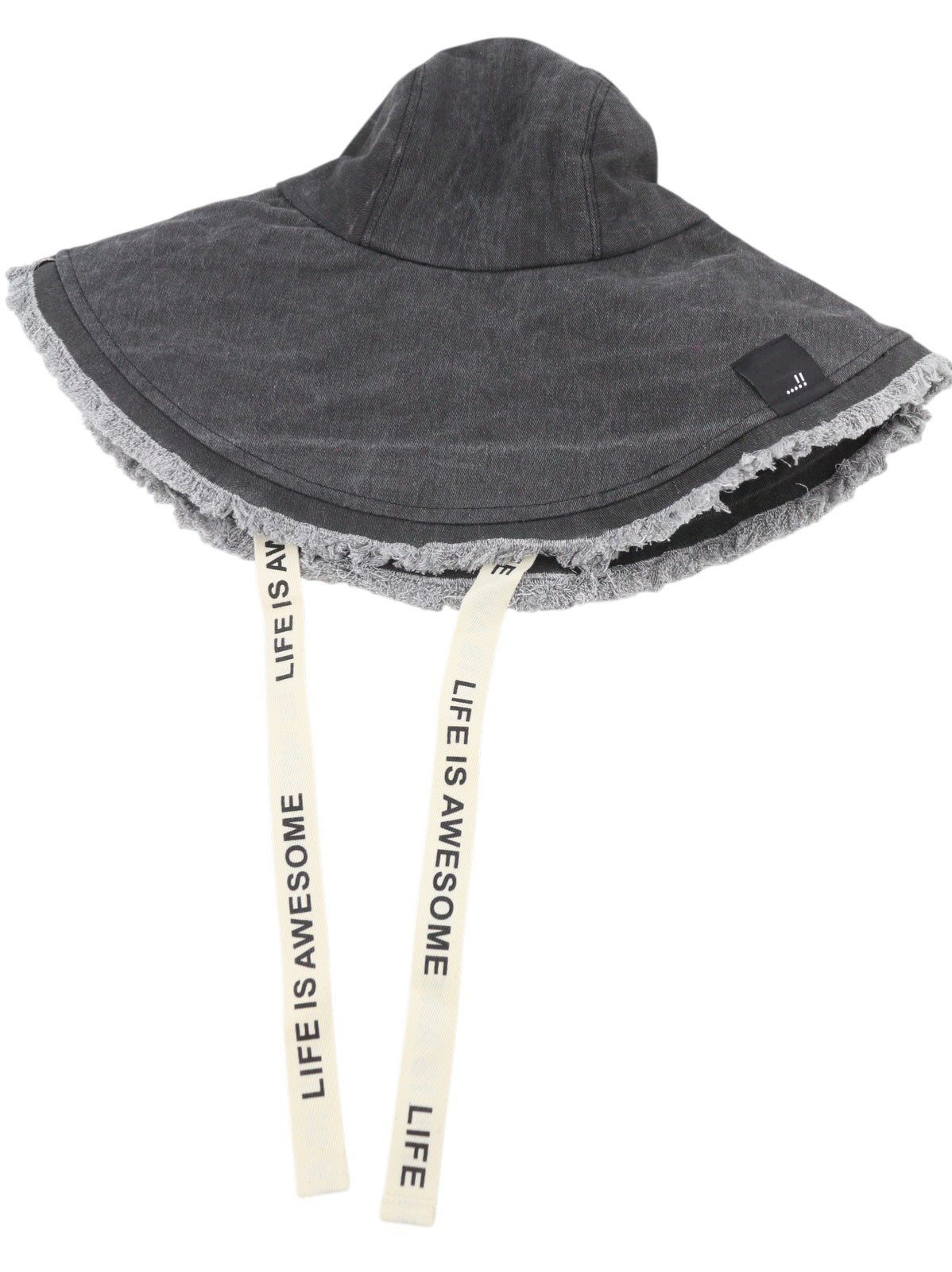 DESIGUAL Denim Women's Hat OS Black Fade Effect Fringe Details