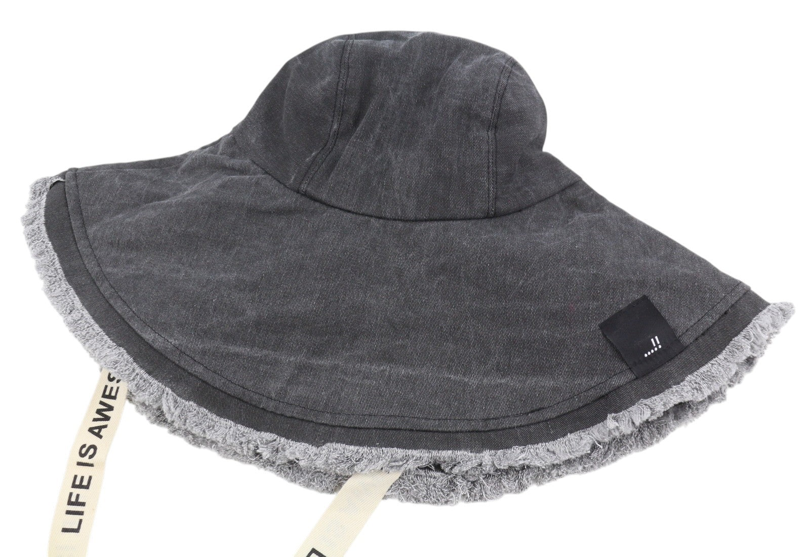 DESIGUAL Denim Women's Hat OS Black Fade Effect Fringe Details