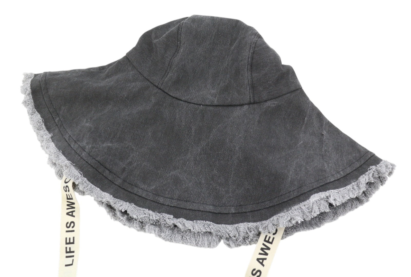 DESIGUAL Denim Women's Hat OS Black Fade Effect Fringe Details