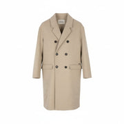 SCOTCH & SODA Men's Coat M Light Beige Melange Double-Breasted Mid-Length