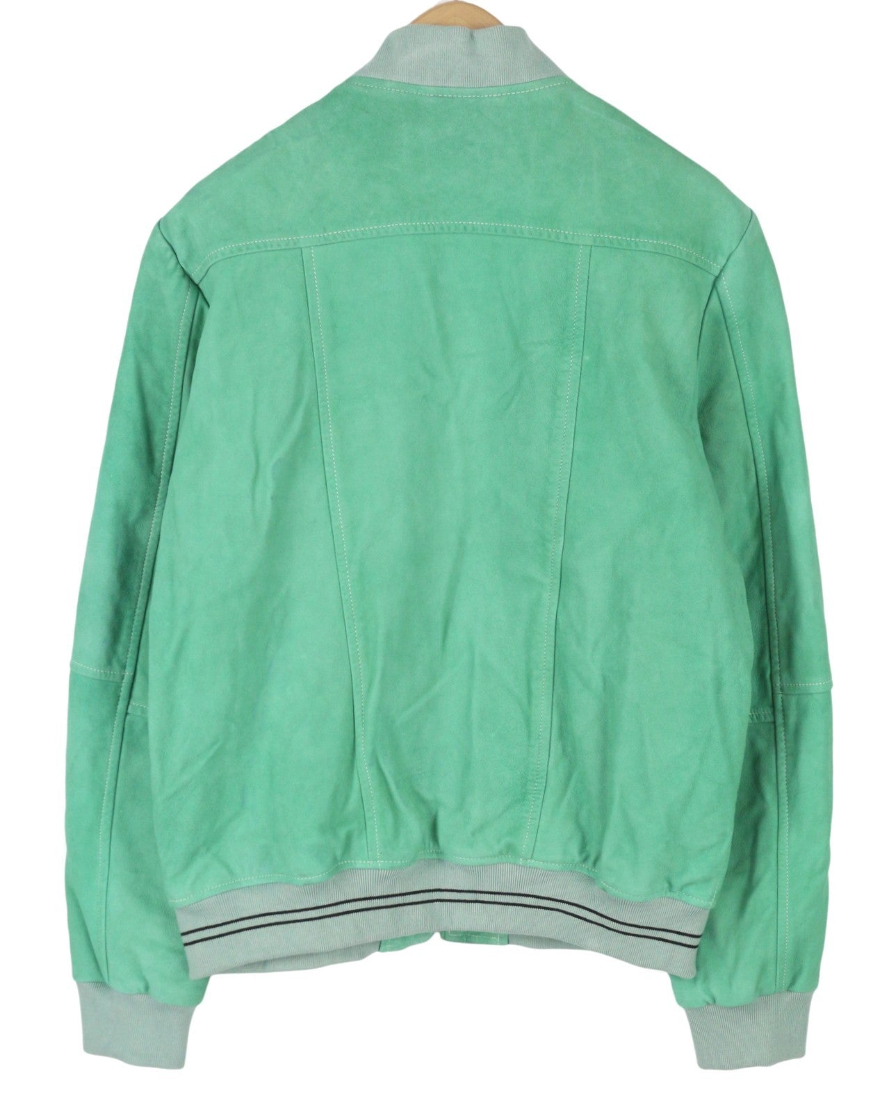 SCOTCH & SODA Men's Jacket M Green Suede Goat Leather Zip Lightweight Bomber