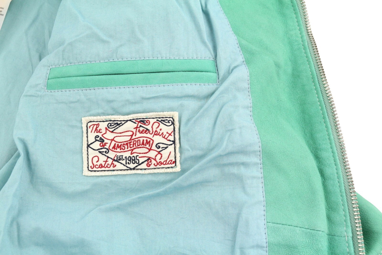 SCOTCH & SODA Men's Jacket M Green Suede Goat Leather Zip Lightweight Bomber
